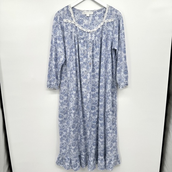 Eileen West Nightgown Medium 100% Cotton Knit Cottagecore Soft Girl Coquette‎ - Picture 1 of 11